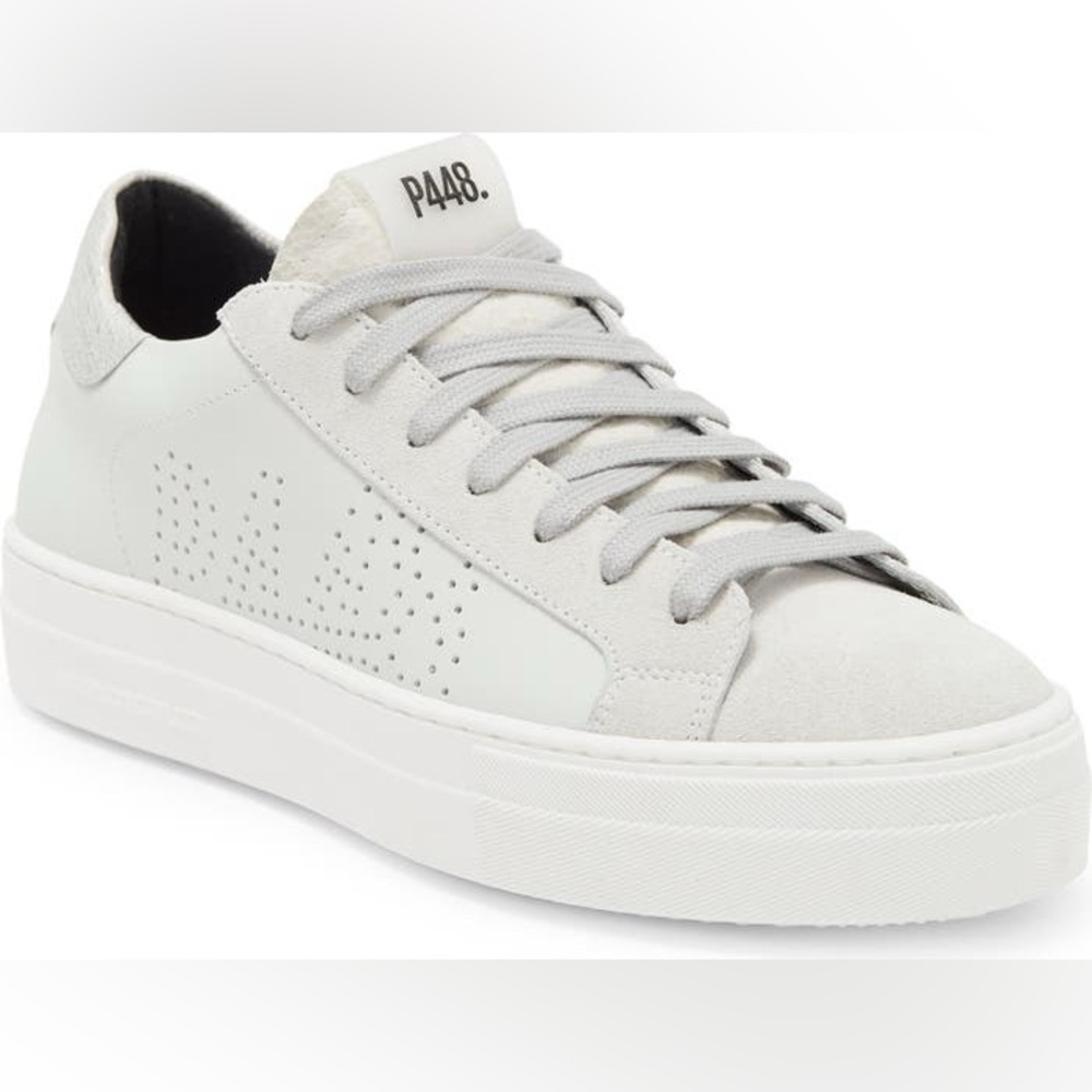 P448 Thea Platform Sneaker Coyote Gray white Italy perforated surf later worn 39